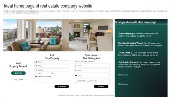 Real Estate Branding Strategies To Attract Ideal Home Page Of Real Estate Company Website MKT SS V