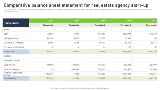 Real Estate Company Business Plan Comparative Balance Sheet Statement For Real Estate Agency BP SS