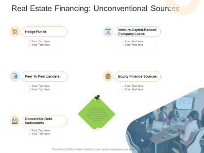 Real estate financing unconventional sources real estate management and development ppt infographics