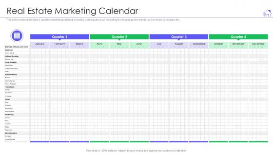 Real estate marketing calendar ppt powerpoint presentation file guide