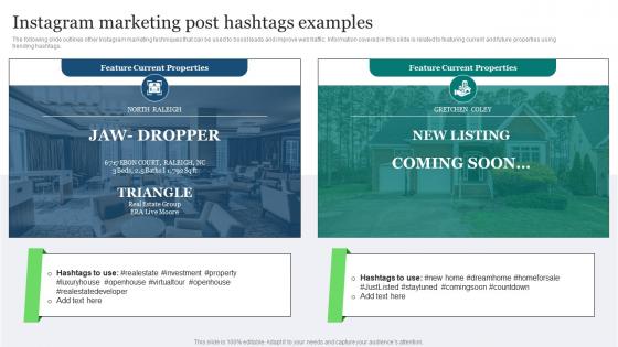 Real Estate Marketing Ideas To Improve Instagram Marketing Post Hashtags Examples MKT SS V