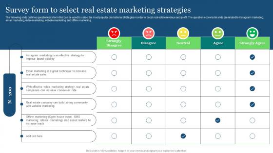 Real Estate Marketing Ideas To Improve Survey Form To Select Real Estate Marketing Strategies MKT SS V