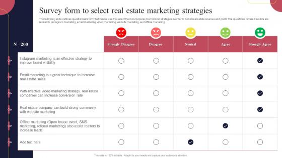 Real Estate Marketing Strategies Survey Form To Select Real Estate Marketing Strategies
