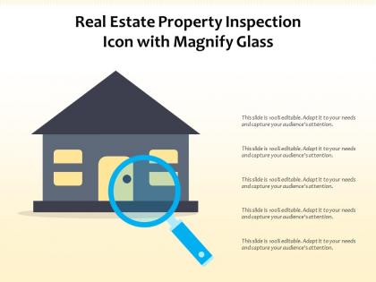 Real estate property inspection icon with magnify glass