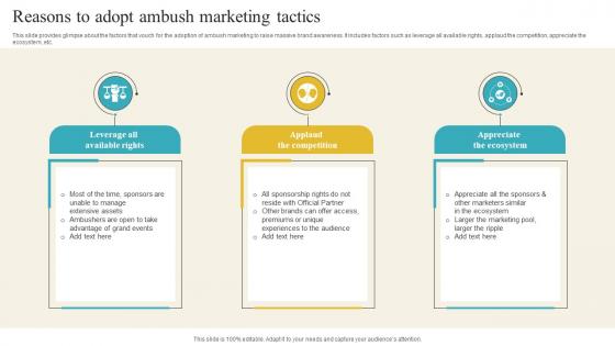 Reasons To Adopt Ambush Marketing Tactics Introduction Of Ambush Marketing