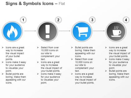 Rebel exclamation shopping cart coffee ppt icons graphics