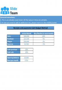 Receipts And Payments Cash Budget Method Excel Spreadsheet Worksheet Xlcsv XL SS