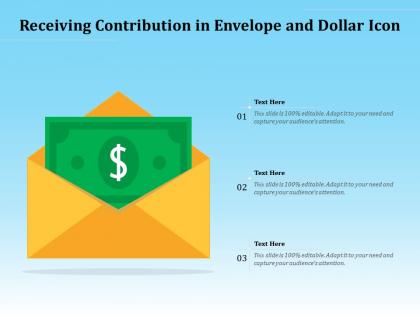 Receiving contribution in envelope and dollar icon