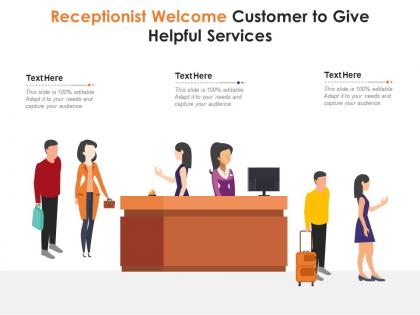Receptionist welcome customer to give helpful services infographic template