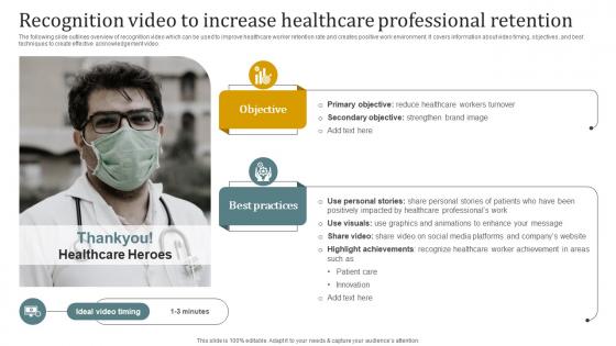 Recognition Video To Increase Healthcare Professional Retention Promotional Plan Strategy SS V