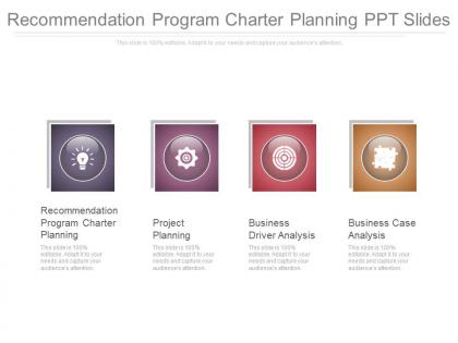 Recommendation program charter planning ppt slide
