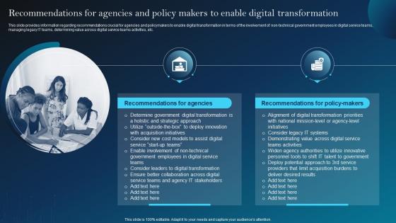 Recommendations For Agencies And Policy Digital Services Playbook For Technological Advancement