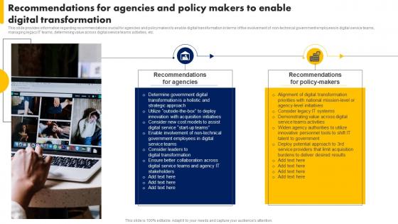 Recommendations For Agencies And Policy Digital Transformation Digital Advancement Playbook