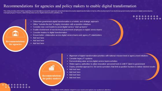 Recommendations For Agencies And Policy Makers To Leadership Playbook For Digital Transformation