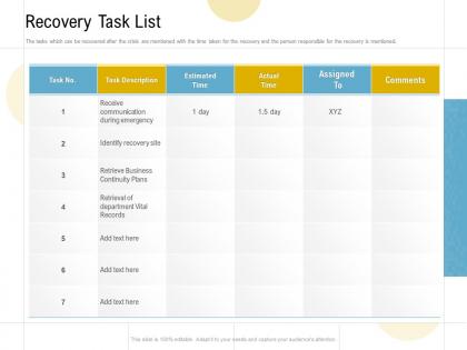 Recovery task list ppt powerpoint presentation styles background