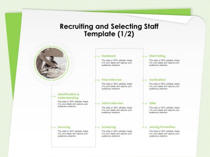 Recruiting and selecting staff template joining formalities ppt templates slides