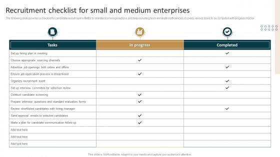 Recruitment Checklist For Small And Medium Enterprises