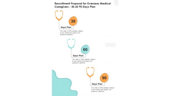 Recruitment Proposal For Overseas Medical Caregivers 30 60 90 Days Plan One Pager Sample Example Document