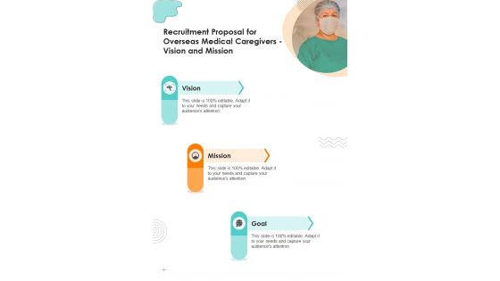 Recruitment Proposal For Overseas Medical Caregivers Vision And Mission One Pager Sample Example Document