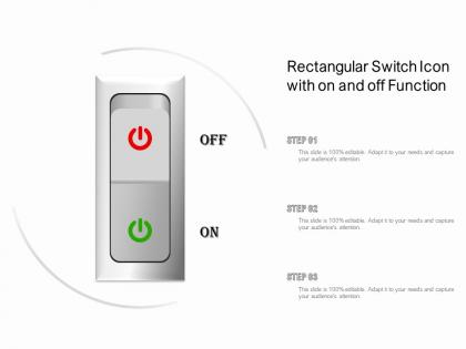 Rectangular switch icon with on and off function