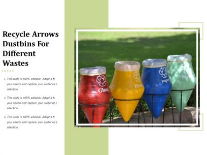 Recycle arrows dustbins for different wastes