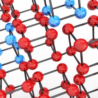 Red and blue dna molecule stock photo