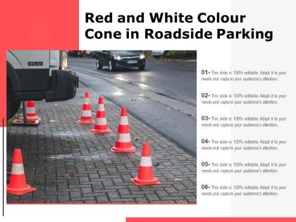 Red and white colour cone in roadside parking