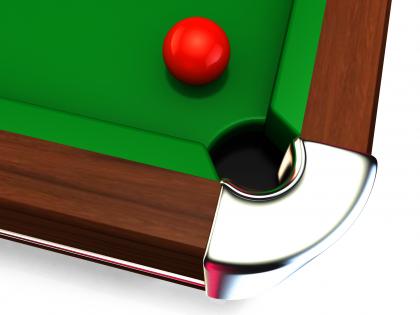 Red ball on billiard table stock photo