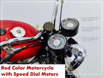 Red color motorcycle with speed dial meters