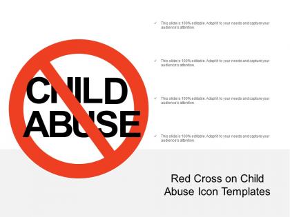 Red cross on child abuse icon template
