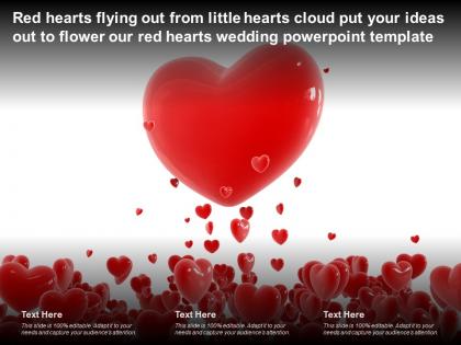Red hearts flying out from little hearts cloud put your ideas out to flower our red hearts wedding template