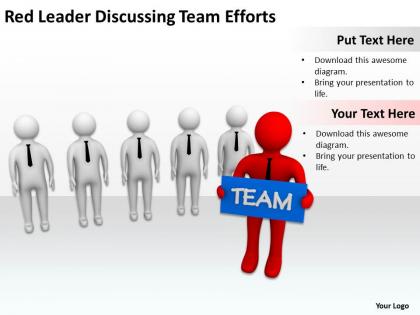 Red leader discussing team efforts ppt graphics icons powerpoint