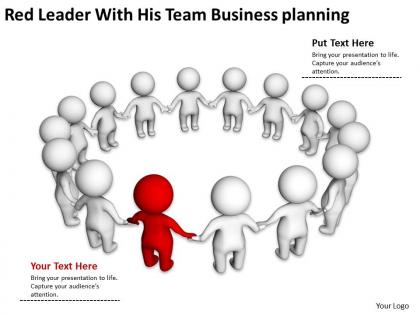 Red leader with his team business planning ppt graphic icon