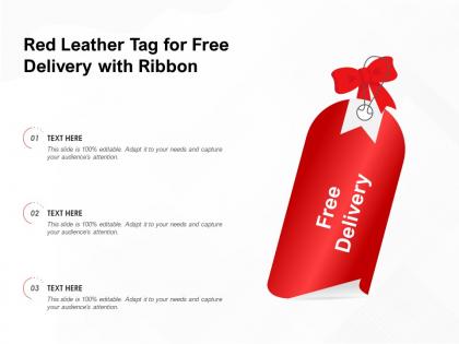 Red leather tag for free delivery with ribbon