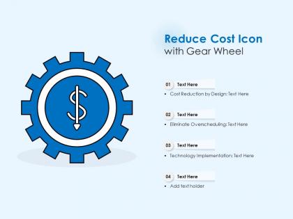 Reduce cost icon with gear wheel