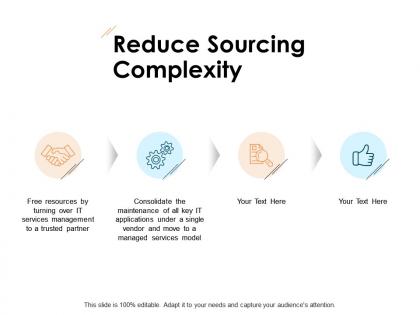 Reduce sourcing complexity gears opportunity ppt powerpoint presentation ideas shapes
