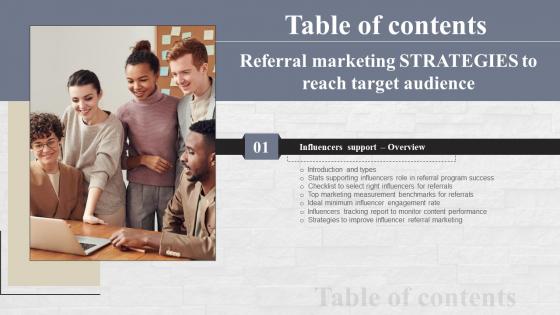 Referral Marketing Strategies To Reach Target Audience Table Of Contents MKT SS V