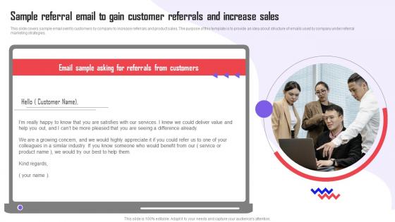 Referral Marketing Types Sample Referral Email To Gain Customer Referrals And MKT SS V