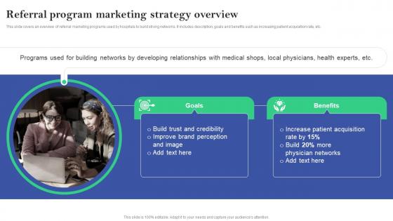 Referral Program Marketing Strategy Overview Online And Offline Marketing Plan For Hospitals