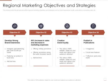 Regional marketing objectives and strategies region market analysis ppt slides
