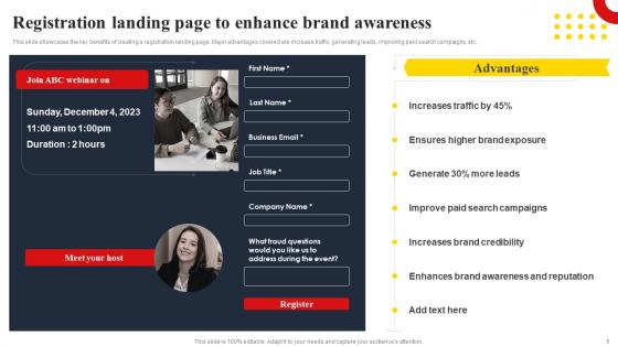 Registration Landing Page To Enhance Brand Awareness Techniques To Create Successful Event MKT SS V