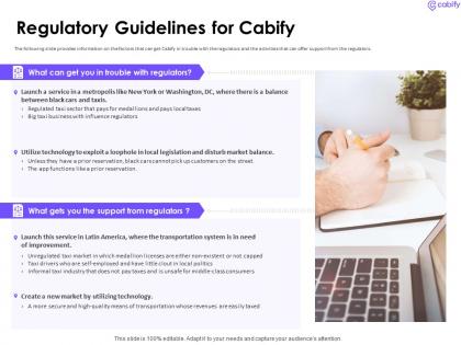 Regulatory guidelines for cabify investor funding elevator