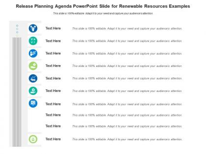 Release planning agenda powerpoint slide for renewable resources examples infographic template