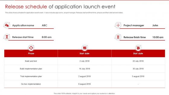 Release Schedule Of Application Launch Event