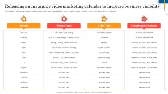 Releasing An Insurance Video Marketing Calendar To Increase Business Visibility Strategy SS
