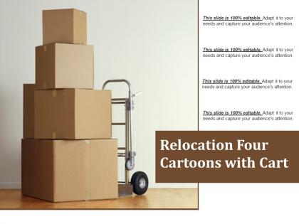 Relocation four cartoons with cart