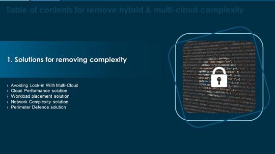Remove Hybrid And Multi Cloud Solutions For Removing Complexity For Table Of Contents