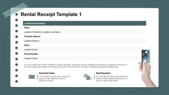 Rental receipt template 1 ppt slides graphics example