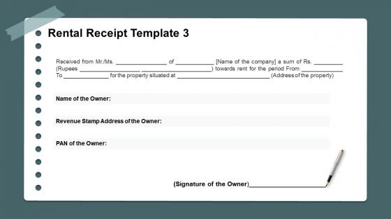 Rental receipt template 3 ppt styles backgrounds
