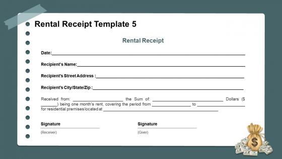 Rental receipt template 5 ppt styles designs download
